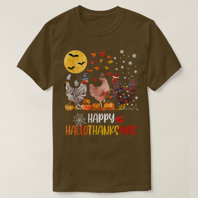 Camiseta Happy Hallothankmas Chicken (Frente do Design)