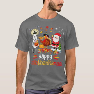 Camiseta Happy Hallothanksmas Ghost Turkey Pumpkin Christma