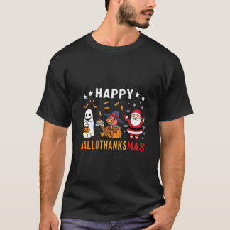 Camiseta Happy Hallothanksmas Ghost Turkey Pumpkin xmas