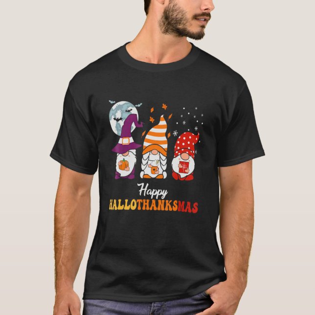 Camiseta Happy Hallothanksmas Gnomes 3 (Frente)