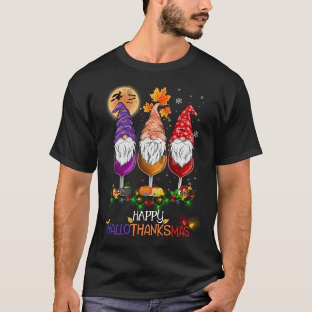 Camiseta Happy Hallothanksmas Gnomos (Frente)