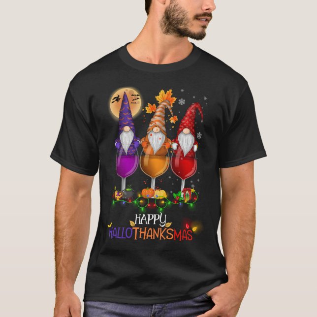 Camiseta Happy Hallothanksmas Gnomos (Frente)