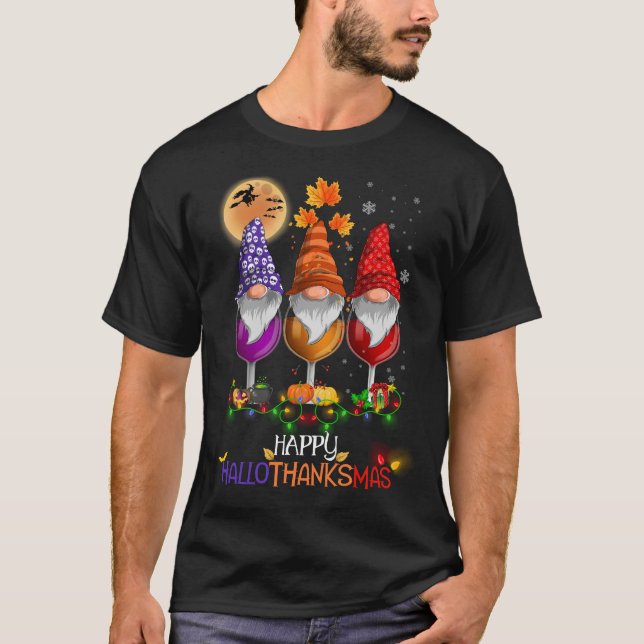 Camiseta Happy Hallothanksmas Gnomos (Frente)