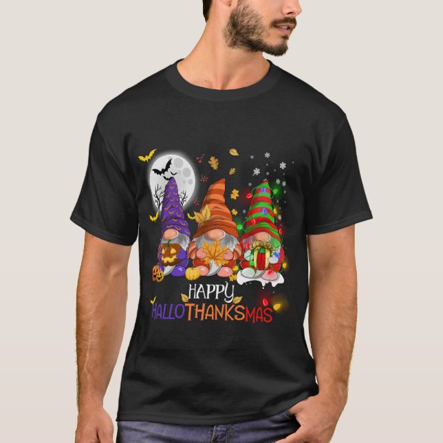 Camiseta Happy Hallothanksmas Gnomos Lover (Frente)