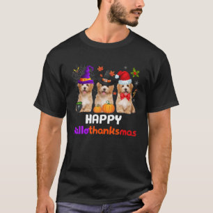 Camiseta Happy Hallothanksmas Goldendoodle Dava Engraçada