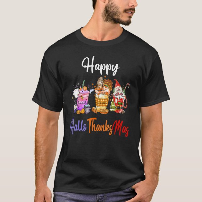 Camiseta Happy Hallothanksmas Halloween Thanksgiving Christ (Frente)