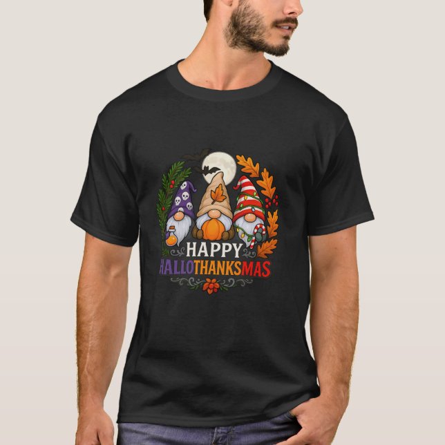 Camiseta Happy HalloThanksMas Halloween Thanksgiving Christ (Frente)