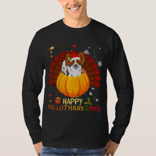 Camiseta Happy Hallothanksmas Papillon Dog Halloween Xmas
