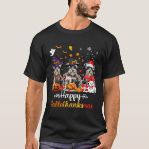 Camiseta Happy Hallothanksmas Schnauzer Dog Halloween Chris