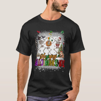 Camiseta Happy Hallothanksmas Skeleton Halloween Thanksgivi