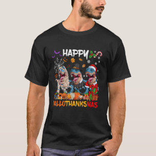 Camiseta Happy Hallothanksmas T Rex Dinosaur Halloween Chri