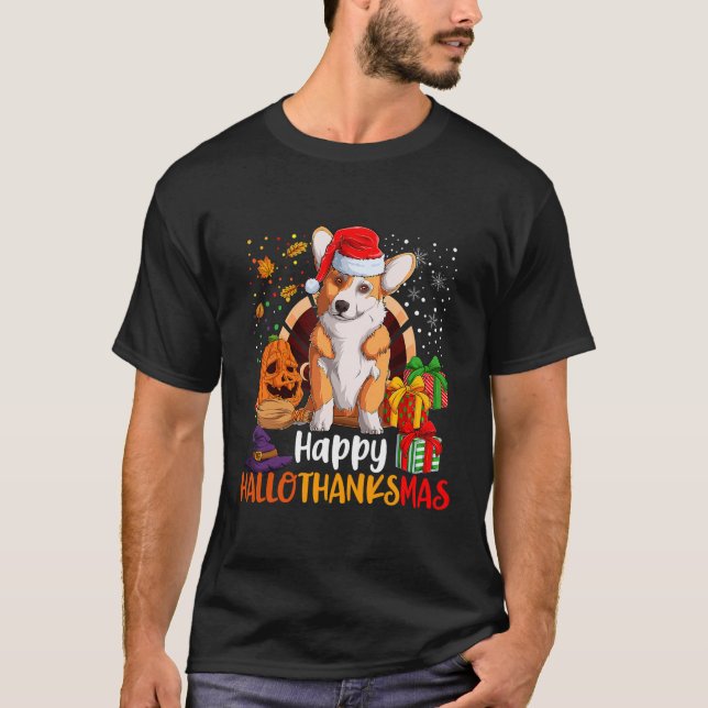 Camiseta Happy Hallothanksmas Welsh Corgi Lover Halloween C (Frente)