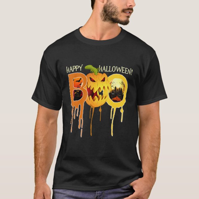 Camiseta Happy Halloween Boo   Scary Haunted House Horror (Frente)