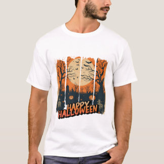 Camiseta Happy Halloween con Cementerio