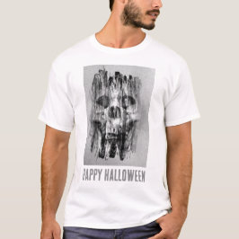 Camiseta Happy Halloween. Distressed skull