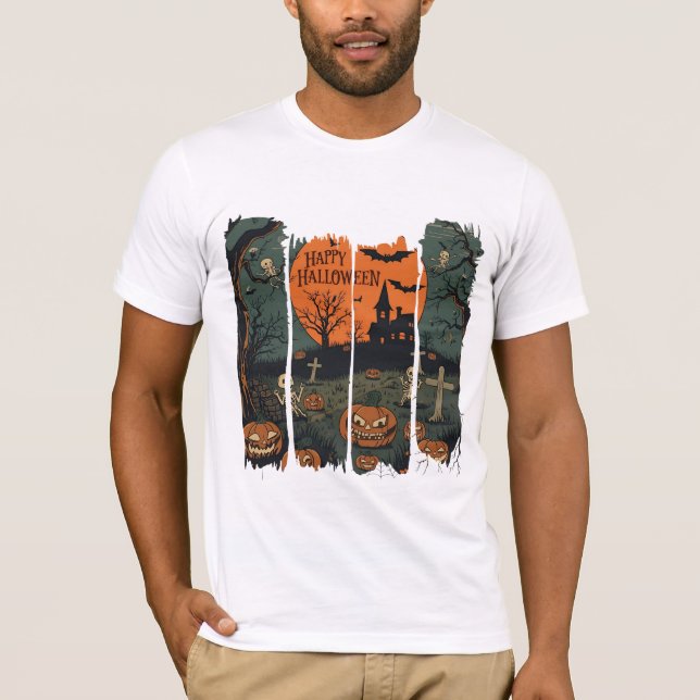 Camiseta Happy Halloween Esqueletos Danzantes (Frente)