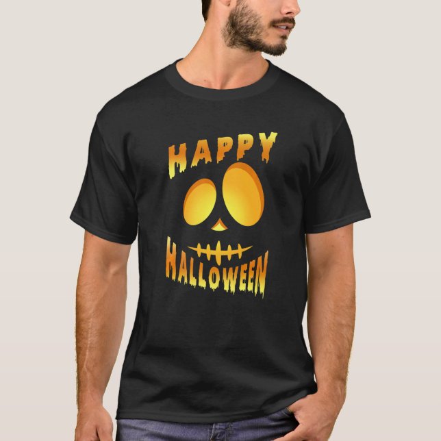 Camiseta Happy Halloween Pumpkin Scary Face (Frente)