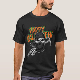 Camiseta Happy Halloween Skeleton Crowbar