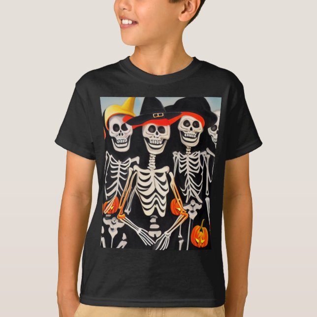 Camiseta Happy Halloween Skeletons (Frente)