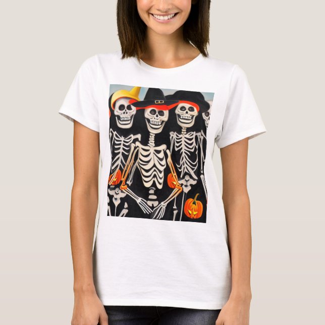 Camiseta Happy Halloween Skeletons (Frente)