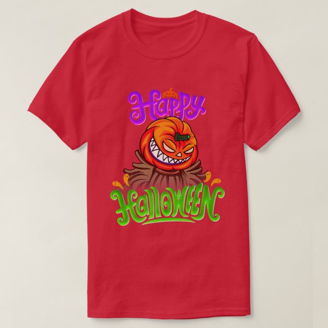 Camiseta Happy Halloween Spooky Pumpkin Jack O Lantern  (Frente do Design)