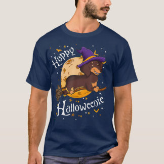 Camiseta Happy Halloweenie Dachshund Dog Halloween Witch