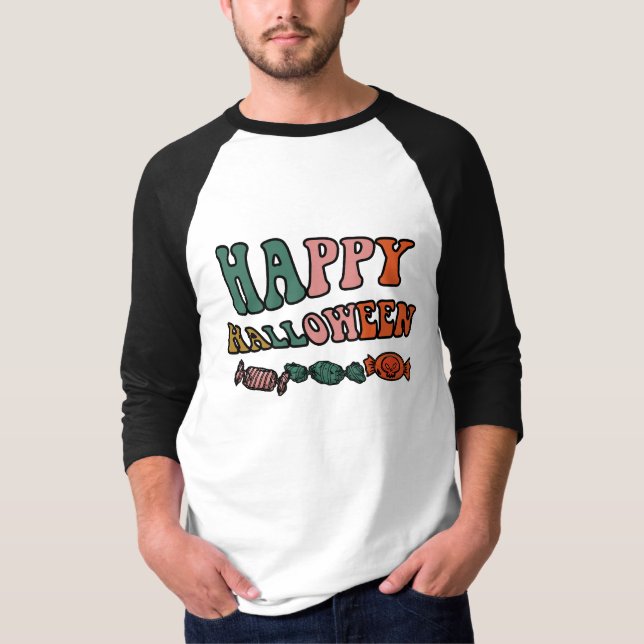 Camiseta Happy Hallowen boo Basic Capa Raglan T-Shirt (Frente)