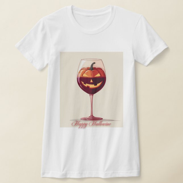 Camiseta Happy Hallowine – Pumpkin Wine Glass Illustration (Postura )