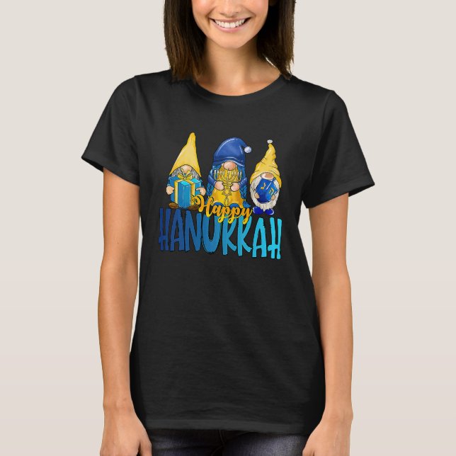 Camiseta Happy Hanukkah 2022 Gnome Menorah Dreidel Ugly Chr (Frente)
