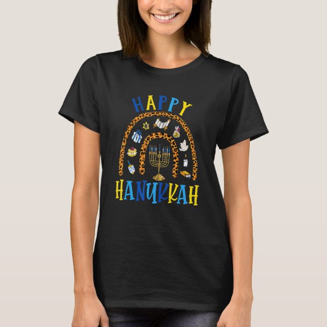 Camiseta Happy Hanukkah Chanukah Rainbow Menorah Jewish Hol (Frente)