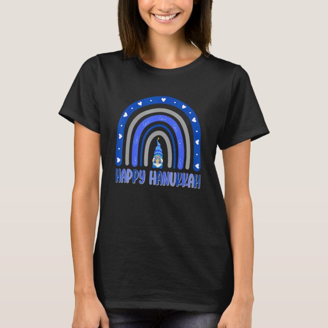 Camiseta Happy Hanukkah Chanukah Rainbow Menorah Jewish Hol (Frente)