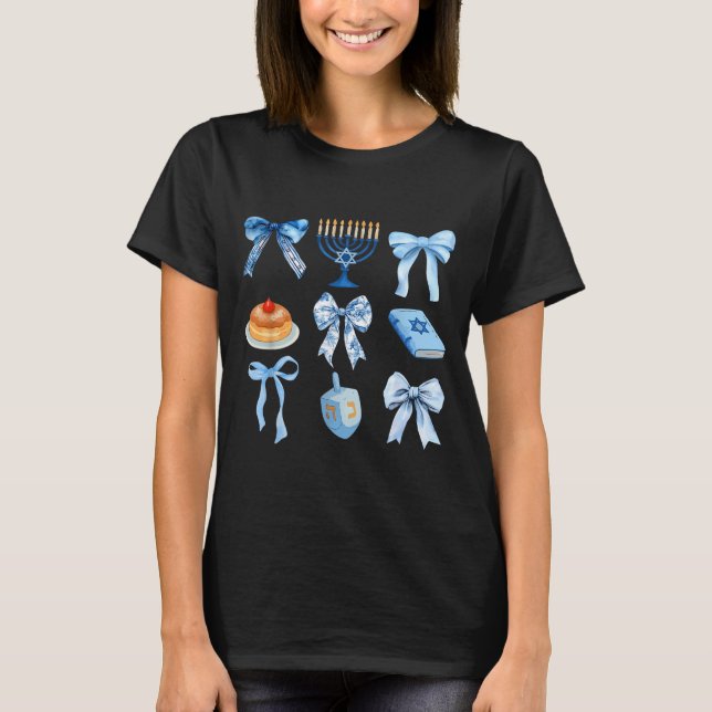 Camiseta Happy Hanukkah Coquette Bow Chanukah Jewish Women  (Frente)