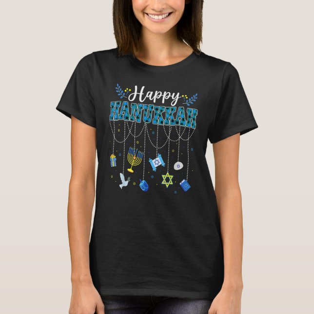 Camiseta Happy Hanukkah Decorations Dreidel Menorah Chanuka (Frente)