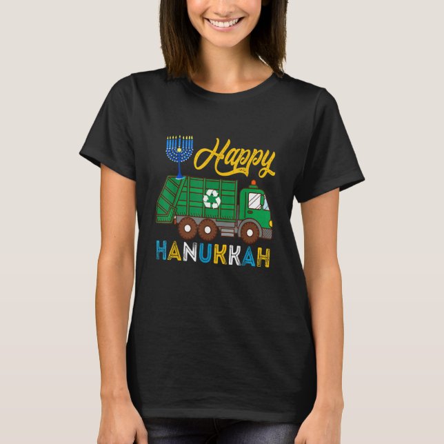 Camiseta Happy Hanukkah Garbage Truck Carrying Jewish Menor (Frente)