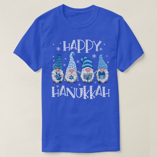 Camiseta Happy Hanukkah Gnome Funny Family Menorah Dreidel  (Frente do Design)