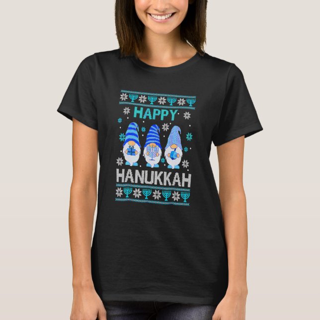 Camiseta Happy Hanukkah Gnome Gnomies Menorah Pajama Ugly 1 (Frente)