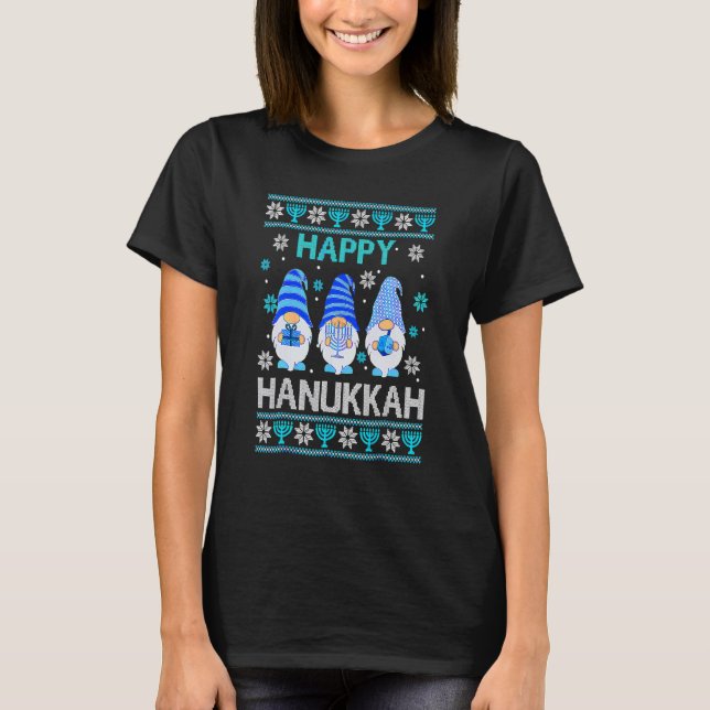 Camiseta Happy Hanukkah Gnome Gnomies Menorah Pajama Ugly 7 (Frente)
