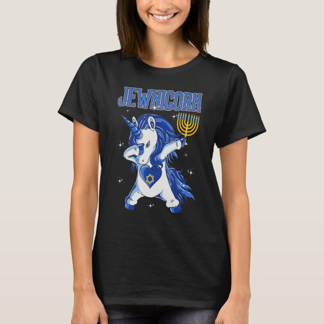 Camiseta Happy Hanukkah Jewnicorn Dabbing Unicorn Christmas (Frente)