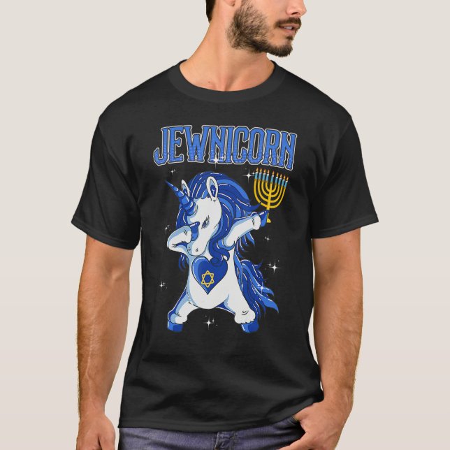 Camiseta Happy Hanukkah Jewnicorn Dabbing Unicorn Christmas (Frente)