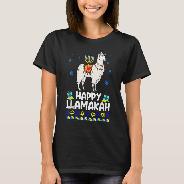 Camiseta Happy Hanukkah Llama  Happy Llamakah Squad Cute Al (Frente)