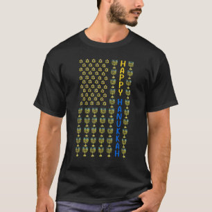 Camiseta Happy HANUKKAH USA flag com Menorahs, judeu Holid