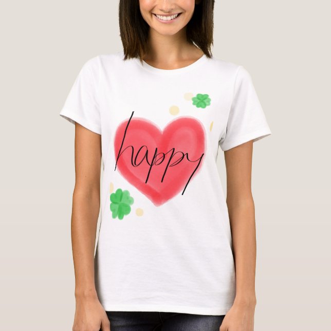 Camiseta happy heart Japanese　Traditional　Vintage (Frente)