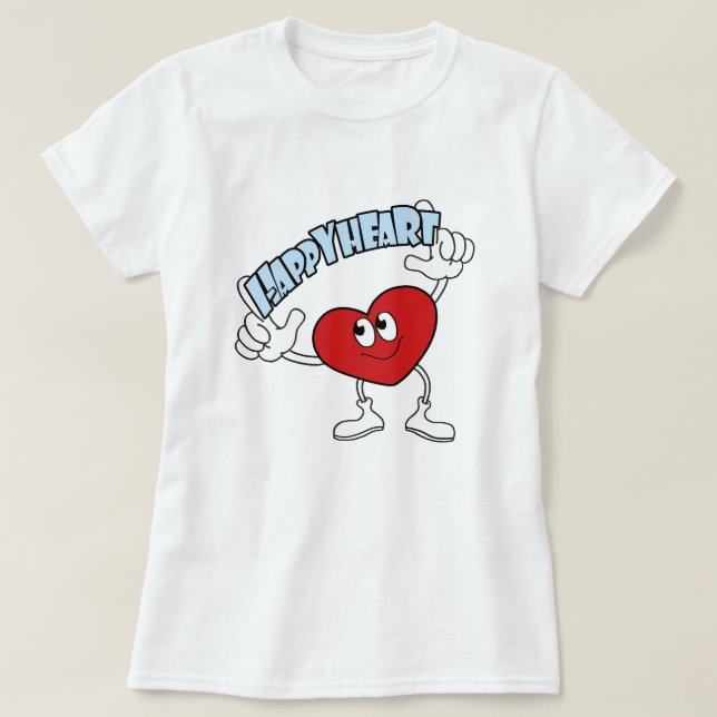 Camiseta Happy Heart T-shirt – Cute Cartoon Love Design (Frente do Design)
