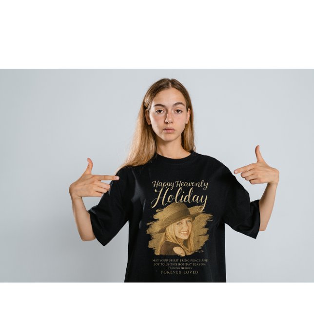 Camiseta Happy Heavenly Holiday Memorial Photo Tribute – In (Criador carregado)