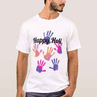 Camiseta Happy Holi Colorful Handprint T-Shirt
