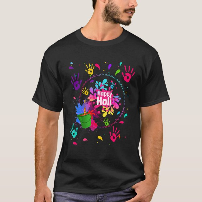 Camiseta Happy Holi Women Men Kids Color Índia 2022 (Frente)