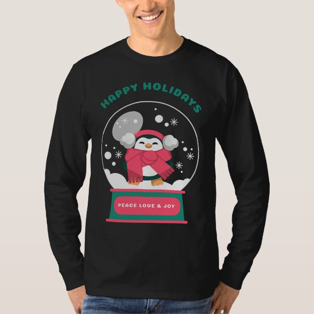 Camiseta Happy Holidays Peace Love and Joy (Frente)
