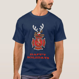 Camiseta Happy Holidays Reindeer Tremont Fire Department