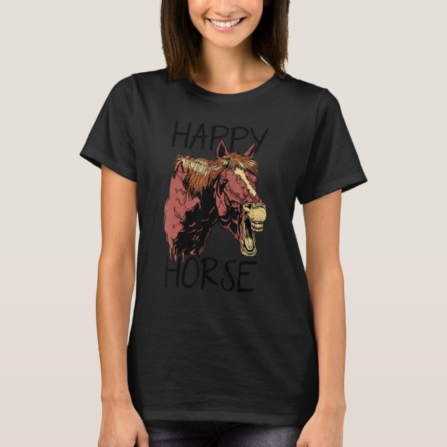Camiseta Happy Horse Graphic Horse Lover Equestrian Rider H (Frente)
