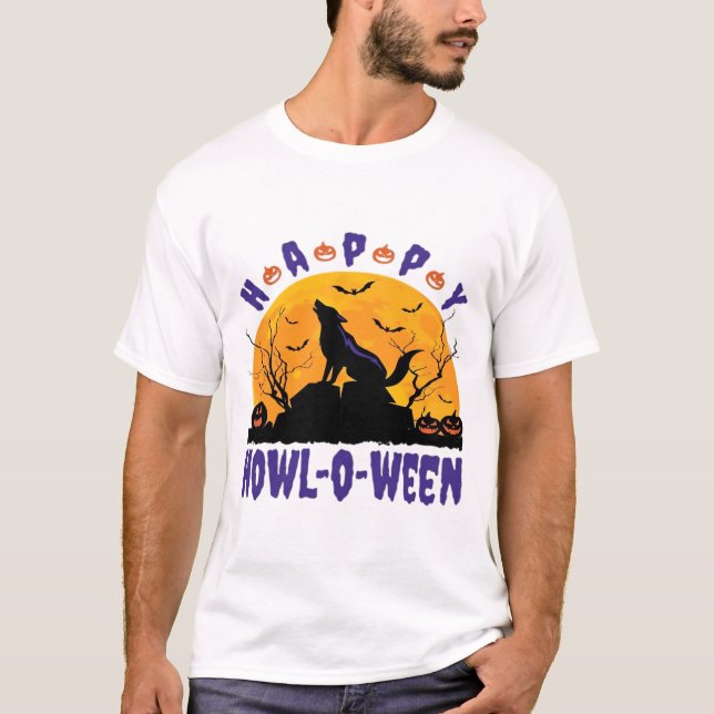 Camiseta Happy Howl O Ween Howling Halloween Dog Essential  (Frente)